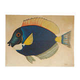 Vintage Blue Fish oil painting