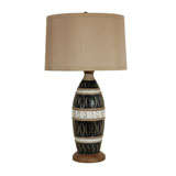 Tall Black and Cream Pottery Table Lamp