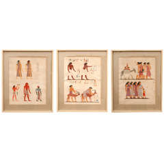 Antique Set of 3 Engravings of Ancient Egyptian Monumental Inscriptions