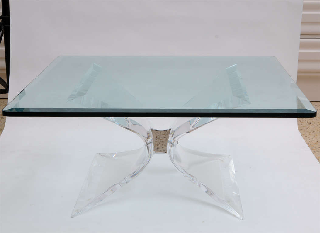 So popular for it's purity of form and materials - the classic chrome and lucite Butterfly coffee table by Leon Frost for Lion in Frost.