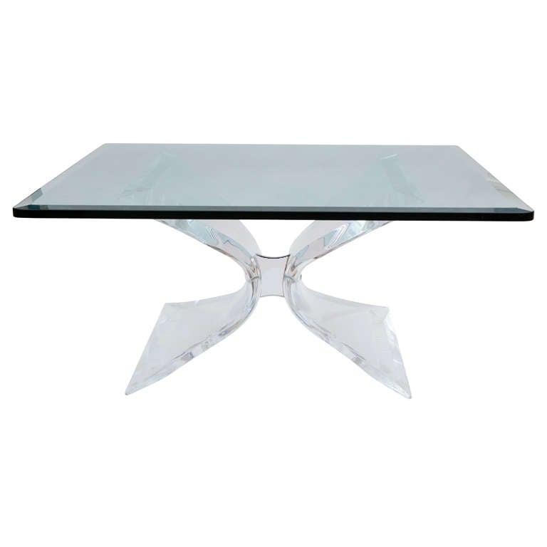 Leon Frost Lucite and Chrome Coffee Table