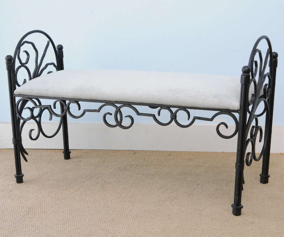 Hollywood Regency 1940's Art Deco Wrought Iron Beautiful Bench