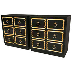 Pair Of Vintage Black Chest In The Style Of Dorthy Draper