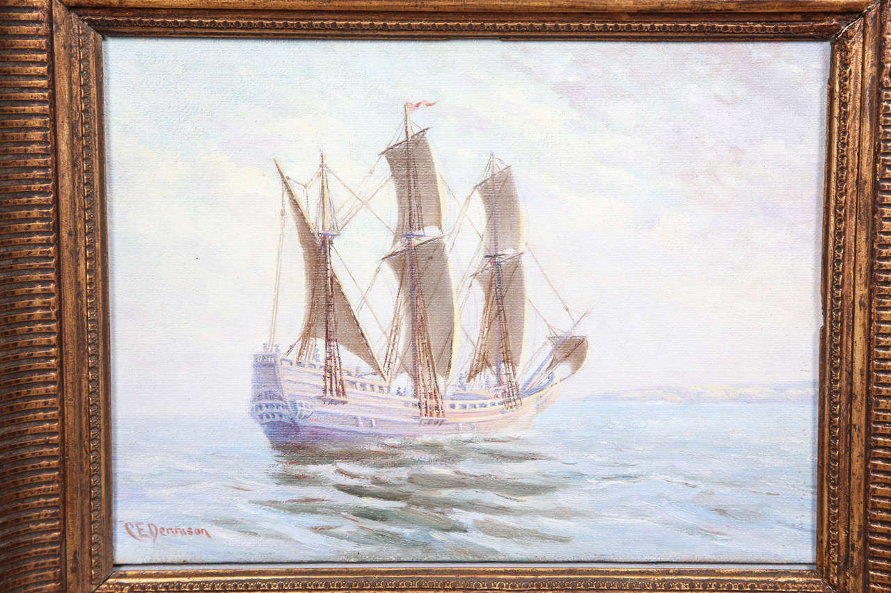 Giltwood Vintage Sail Boat Paintings For Sale
