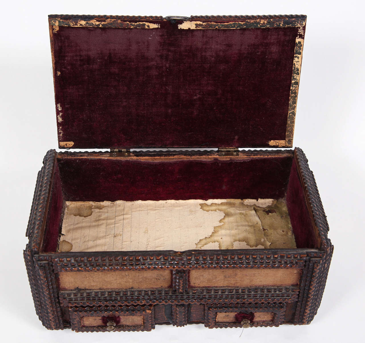 Tramp Art Box For At 1stdibs Hand Carved Tramp Art Box Made Of Wooden Cigar Finished With Wax