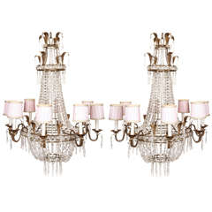 Antique 1920's French Crystal Chandeliers
