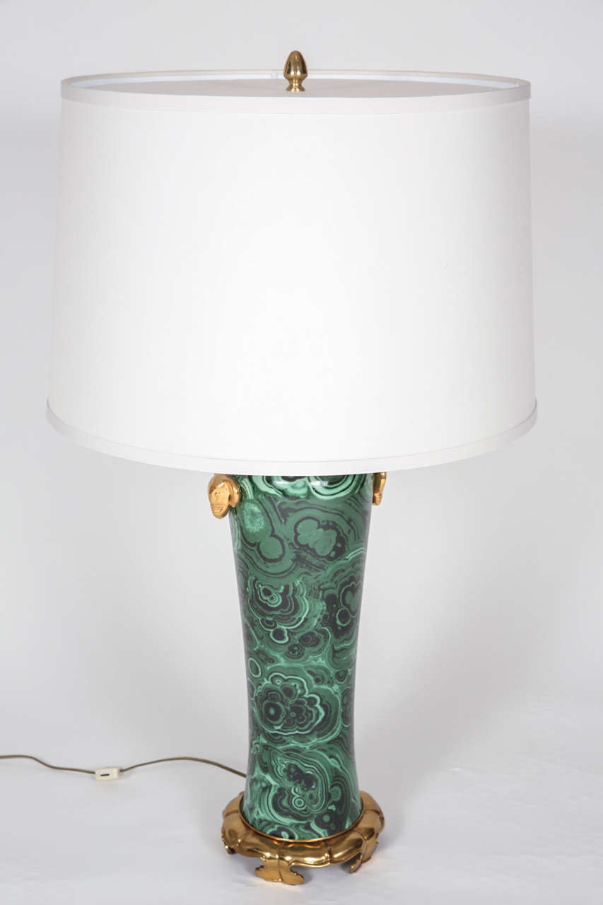 Hollywood Regency Malachite Table Lamps For Sale