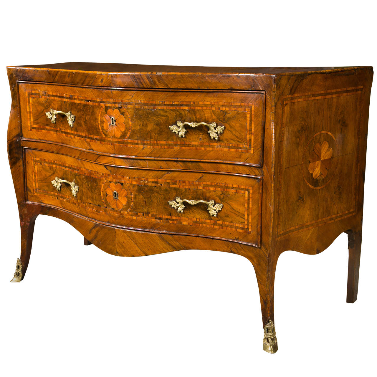 Italian Rococo Neapolitan Chest of Drawers, Commode, 18th Century For Sale