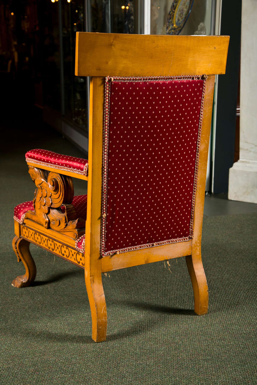 Wood Pair of Italian Charles X Armchairs, circa 1825