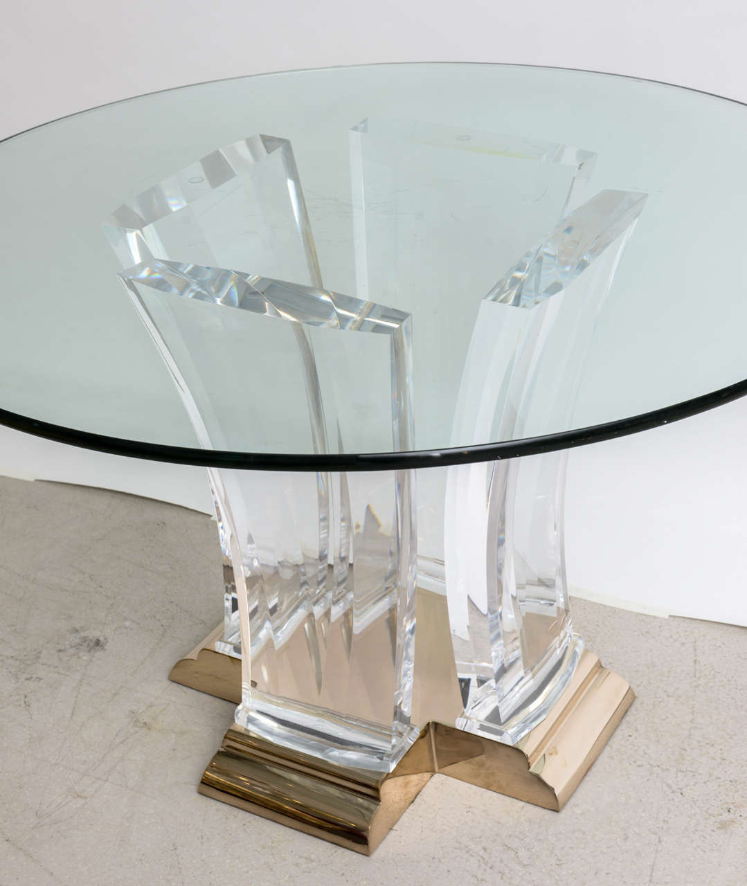 20th Century Lucite and Brass Dining Table by Jeffrey Bigelow