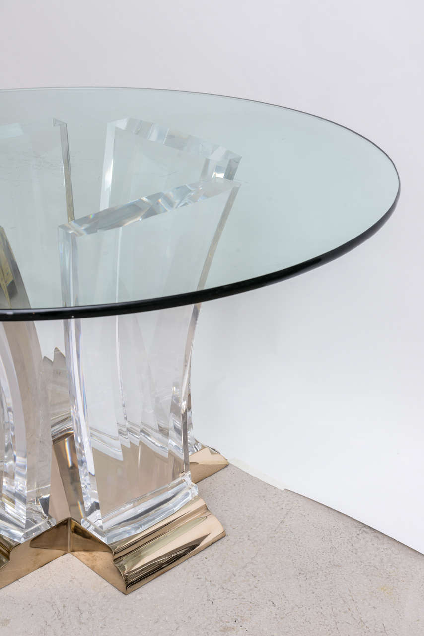 Lucite and Brass Dining Table by Jeffrey Bigelow 3