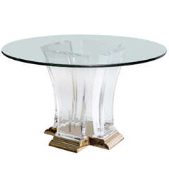 Lucite and Brass Dining Table by Jeffrey Bigelow