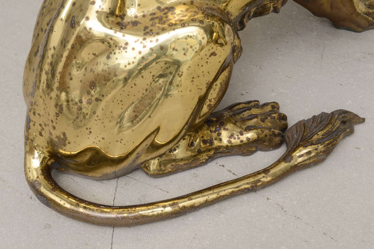 Pair of Large Brass Lions 1