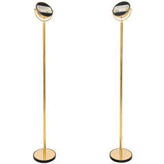 Pair of Brass Italian Pivoting Standing Lamps