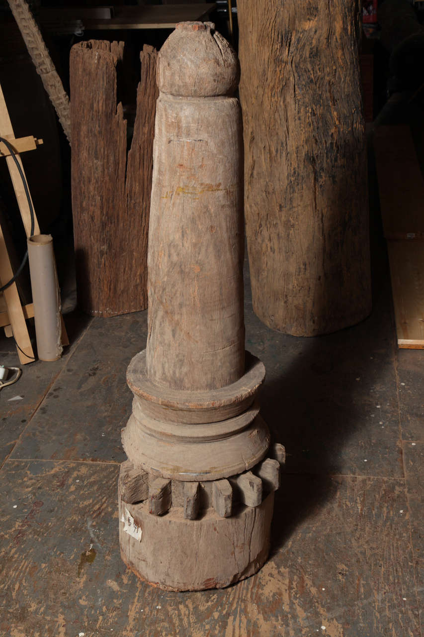 19th Century Very large solid teak wood Thai sugar cane grinder For Sale