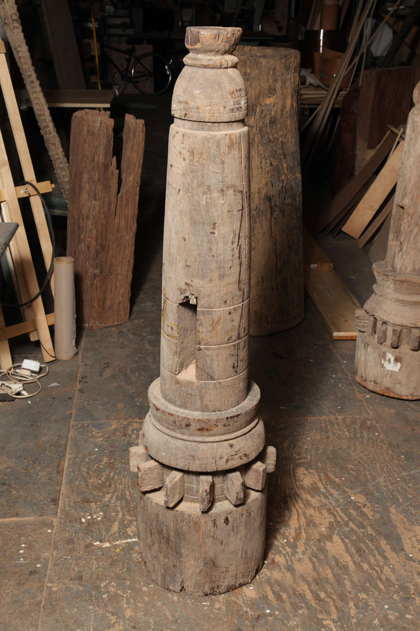 Very large solid teak wood Thai sugar cane grinder For Sale 1