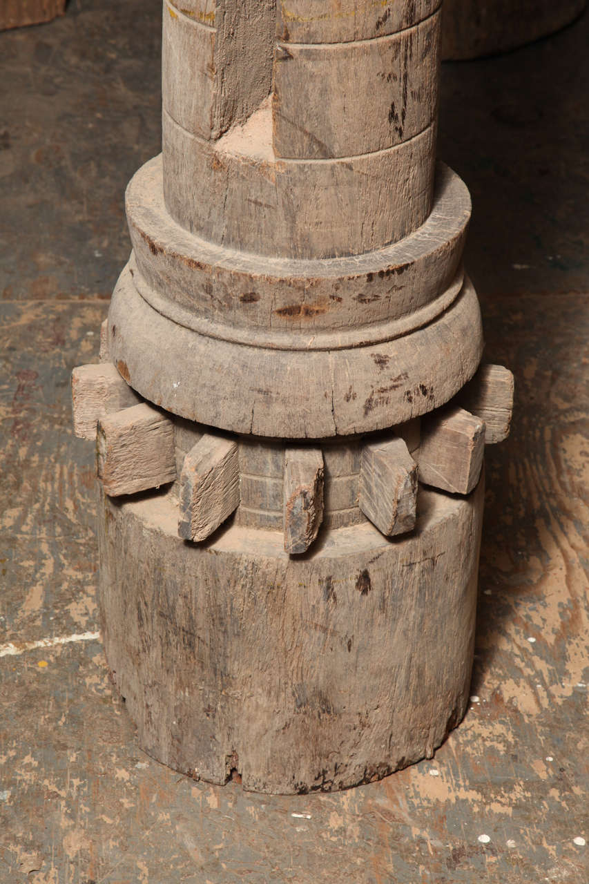 Very large solid teak wood Thai sugar cane grinder For Sale 2