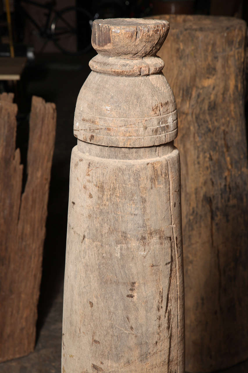 Very large solid teak wood Thai sugar cane grinder For Sale 3