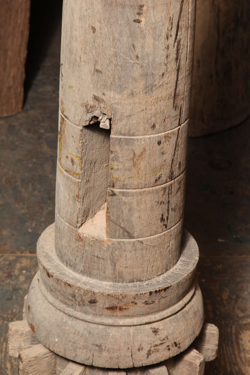 Very large solid teak wood Thai sugar cane grinder For Sale 4