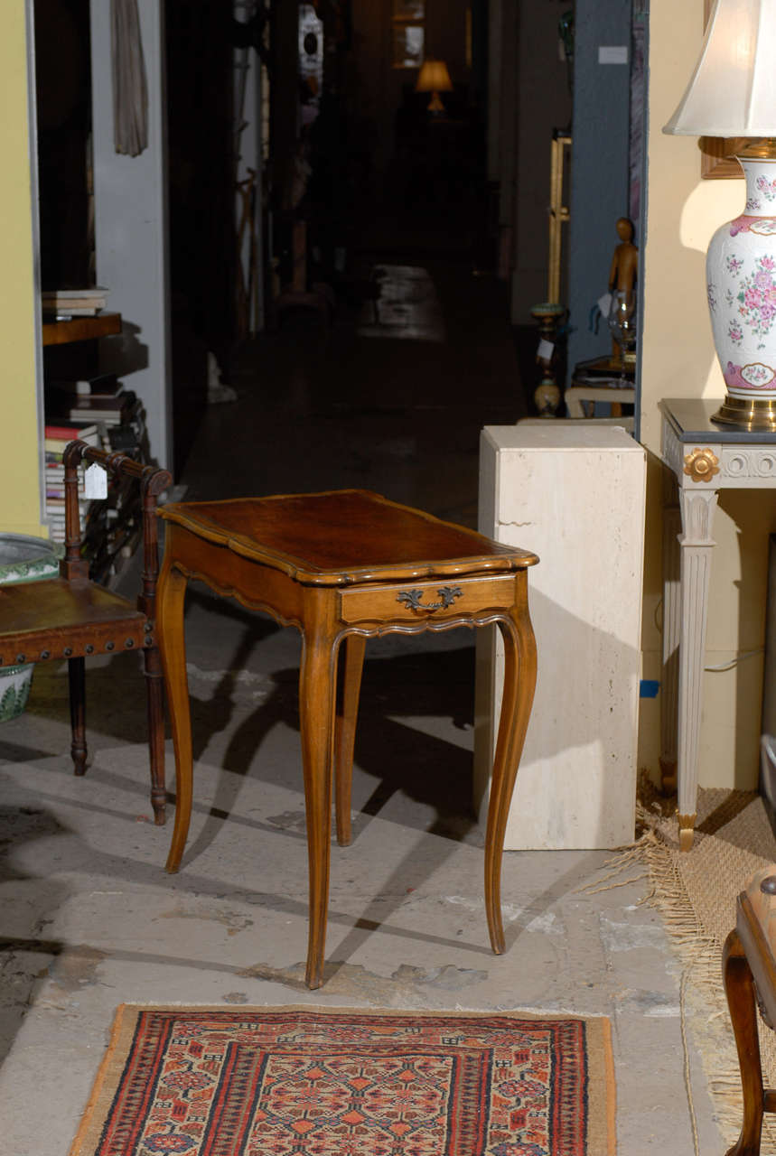 French Louis XV Leather Top Side Table