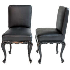 Pair of Carved and Lacquered Wood Side Chairs
