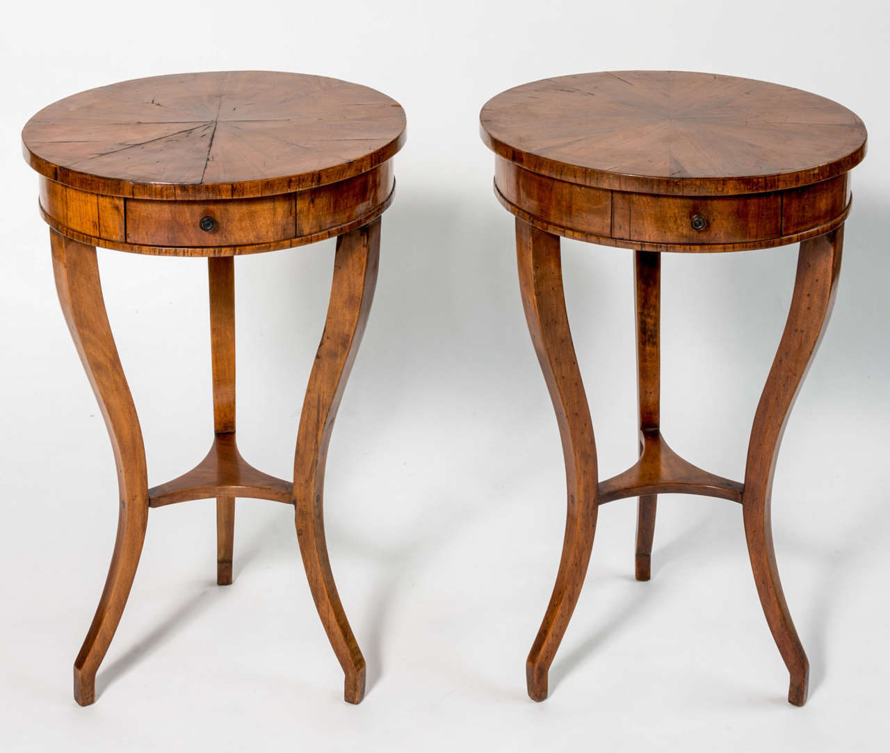 Beginning of 19th century pair of elegant neoclassical walnut side table.