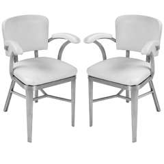 1960s Pair of Italian Steel Structure Armchairs 1960s Pair of Italian Steel Structure Armchairs