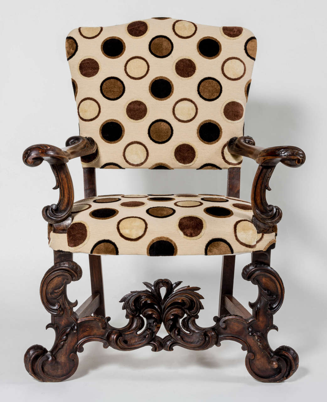 Antique Italian Oversize Hand - Carved Oak Throne Chair, 19th century