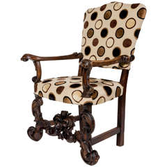 Antique Italian Carved Oak Throne Chair