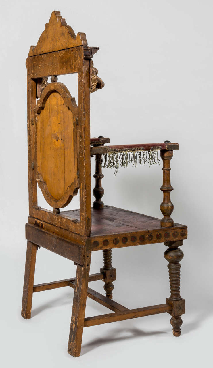 Italian 18Th Century rare wood theatre throne