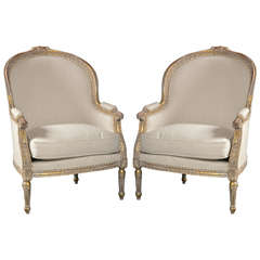Pair of French Directoire Style Bergere Chairs