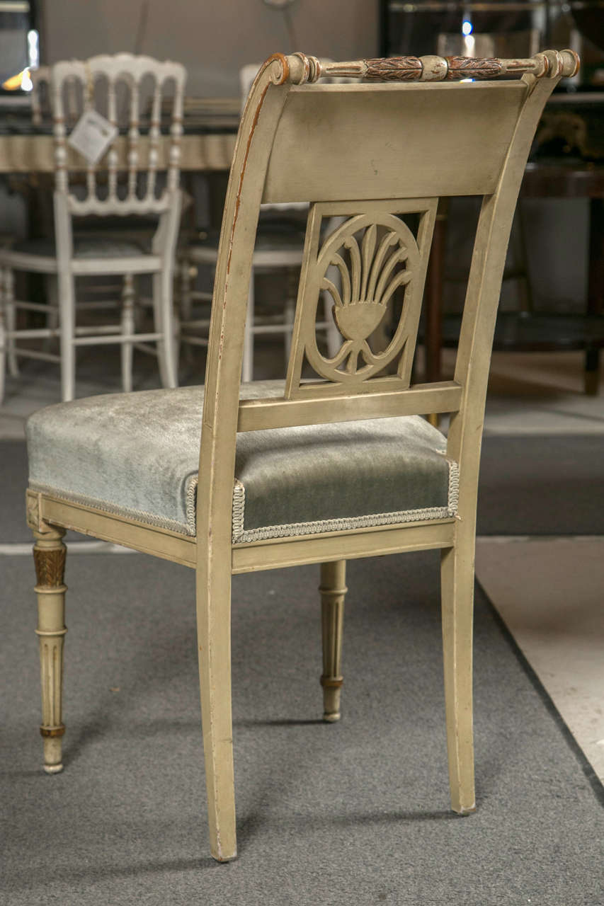 Six Fine Hollywood Regency Style Original Painted Side / Dining Chairs by Jansen 3