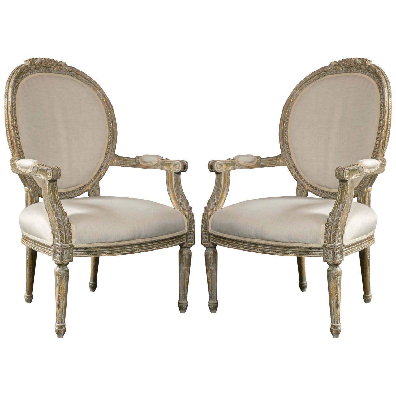 Pair of French Louis XVI Style Fauteuils