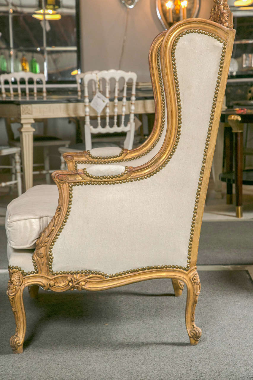 Pair of French Louis XV Style Wingback Bergere Chairs 3