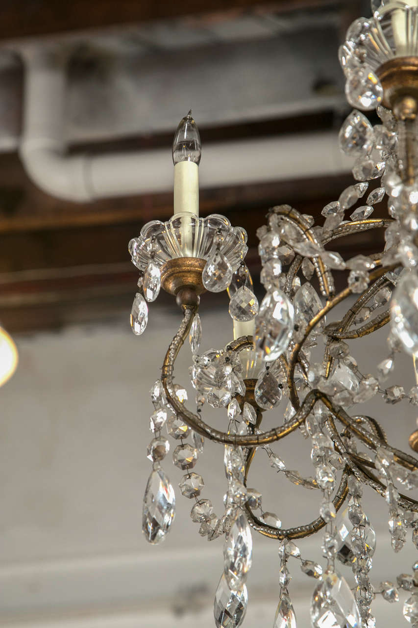 Vintage French Louis XVI Style Basket Form Crystal Chandelier In Good Condition In Stamford, CT