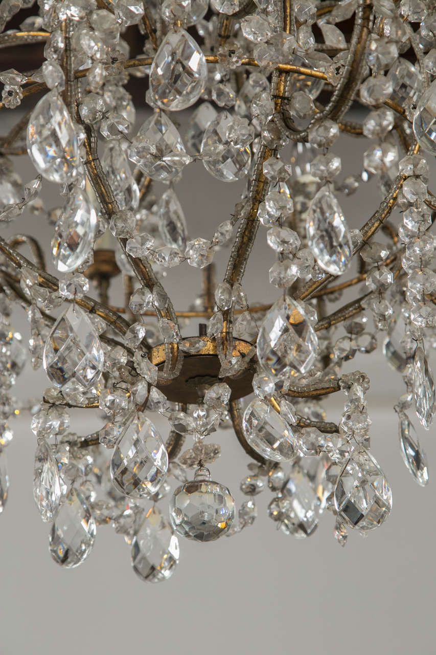 Mid-20th Century Vintage French Louis XVI Style Basket Form Crystal Chandelier