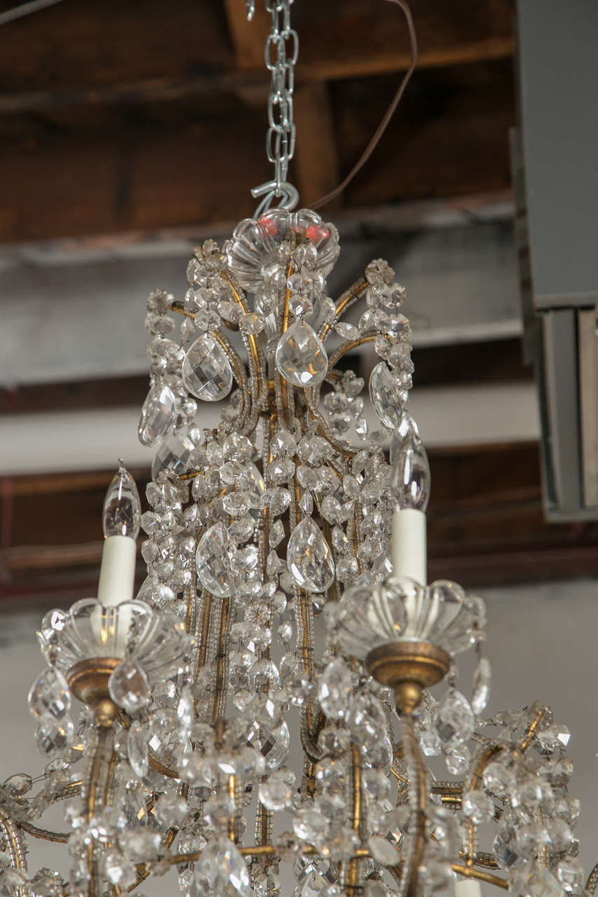 Vintage French Louis XVI Style Basket Form Crystal Chandelier 2