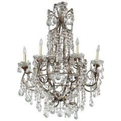 Vintage French Louis XVI Style Basket Form Crystal Chandelier