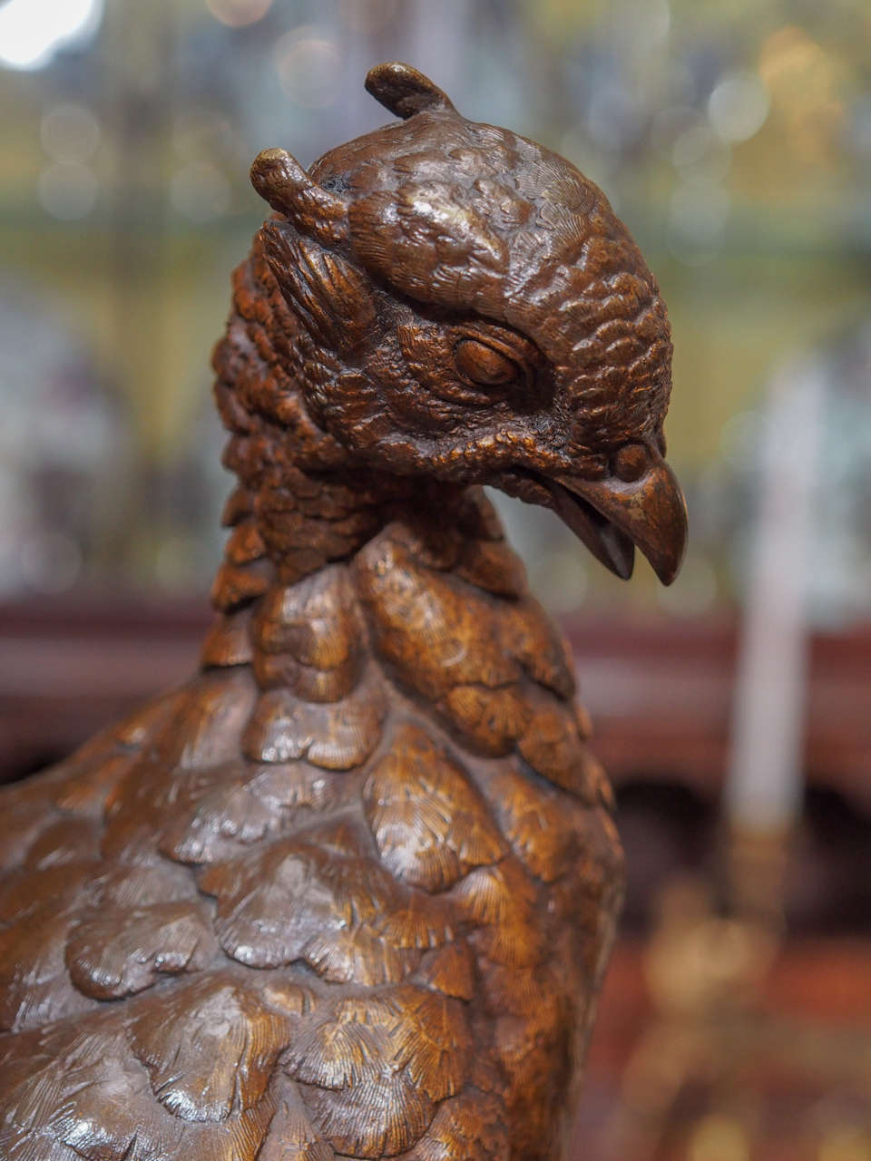 Antique French 19th Century, Bronze Animalier Pheasant In Excellent Condition In New Orleans, LA