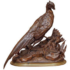 Antique French 19th Century, Bronze Animalier Pheasant