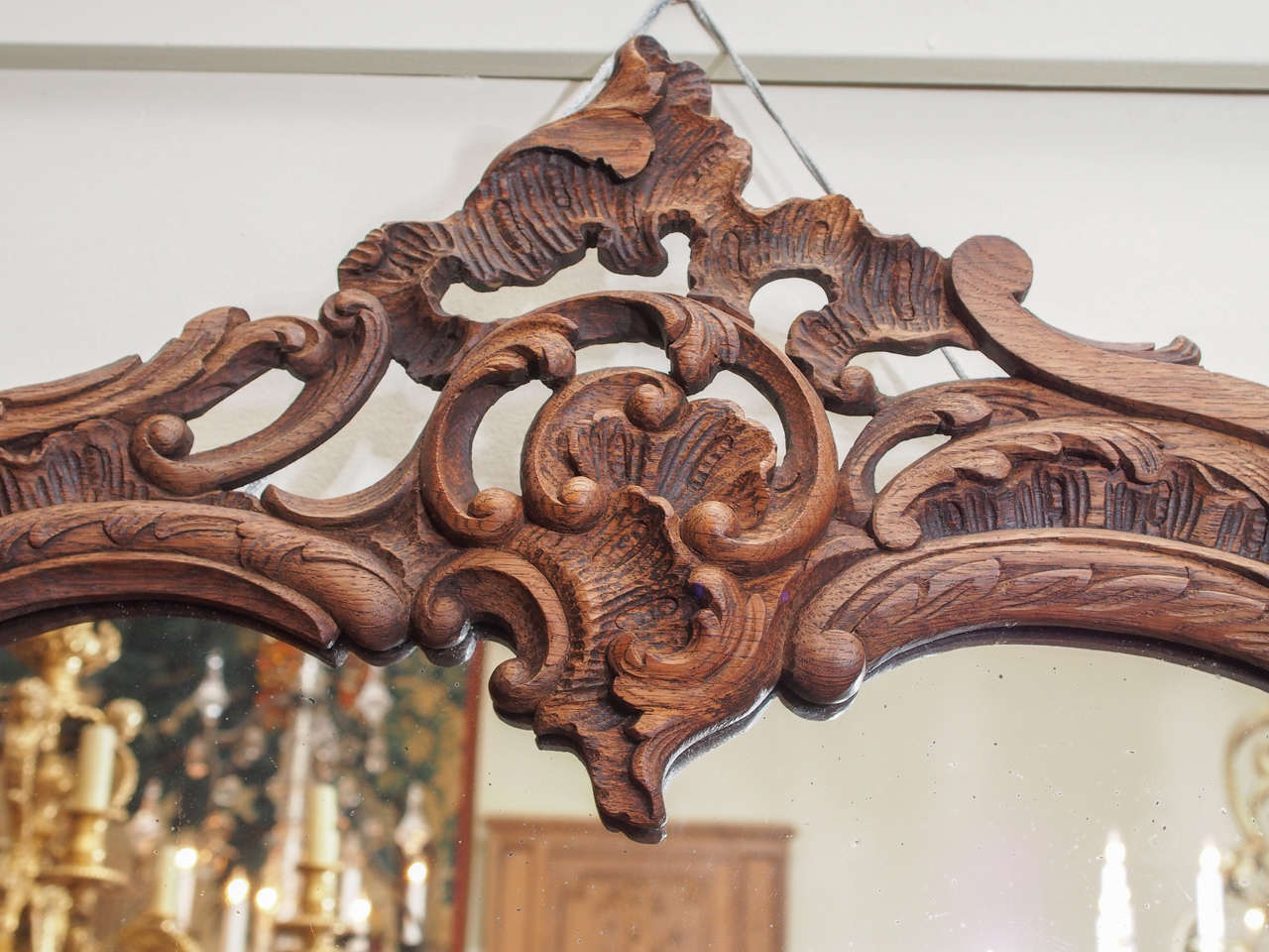 Antique French Bois Naturel Carved Chestnut Mirror In Excellent Condition In New Orleans, LA