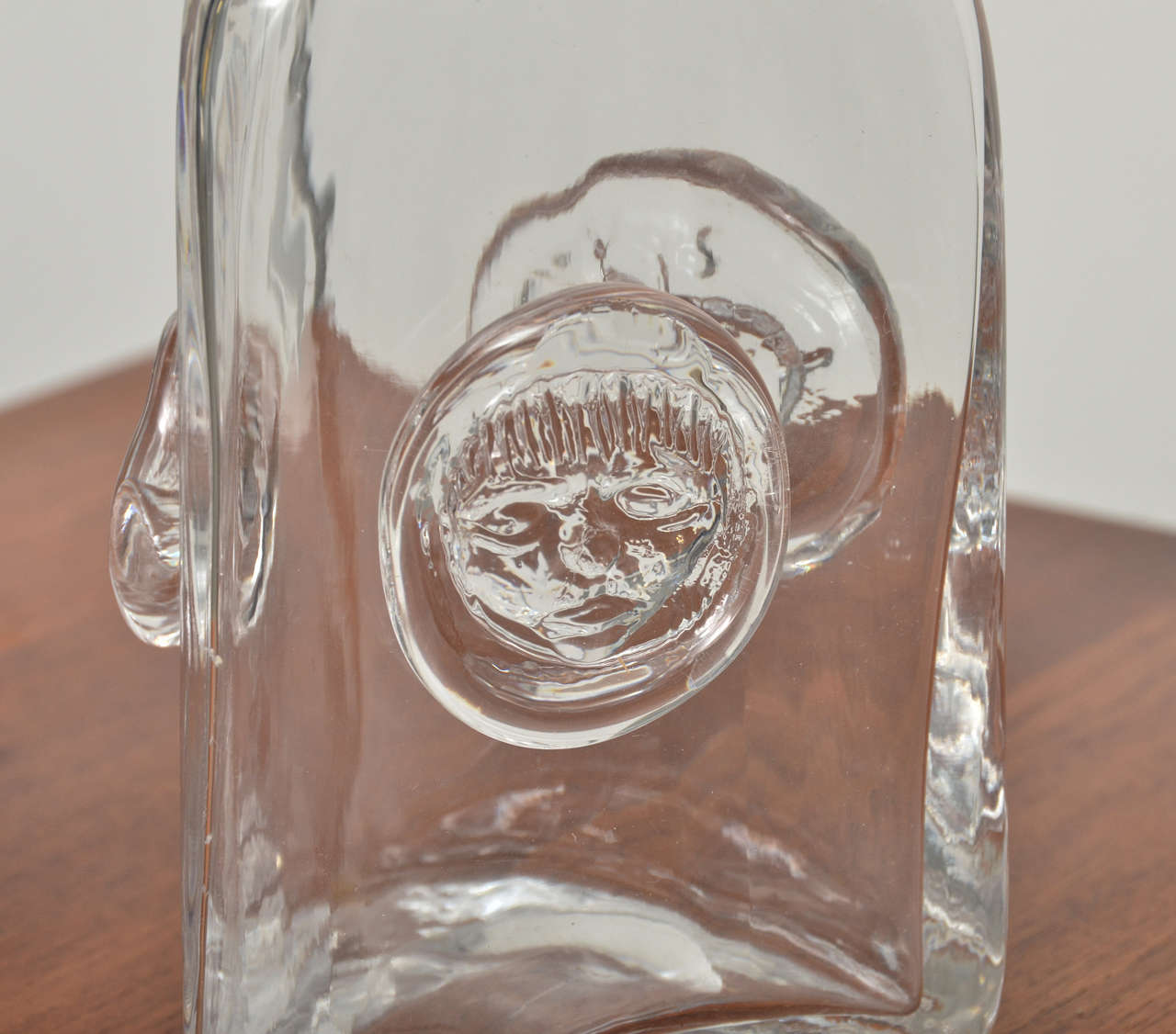 Scandinavian Modern Erik Hoglund Three-Sided Crystal Decanter with Animal and Portrait Medallions For Sale