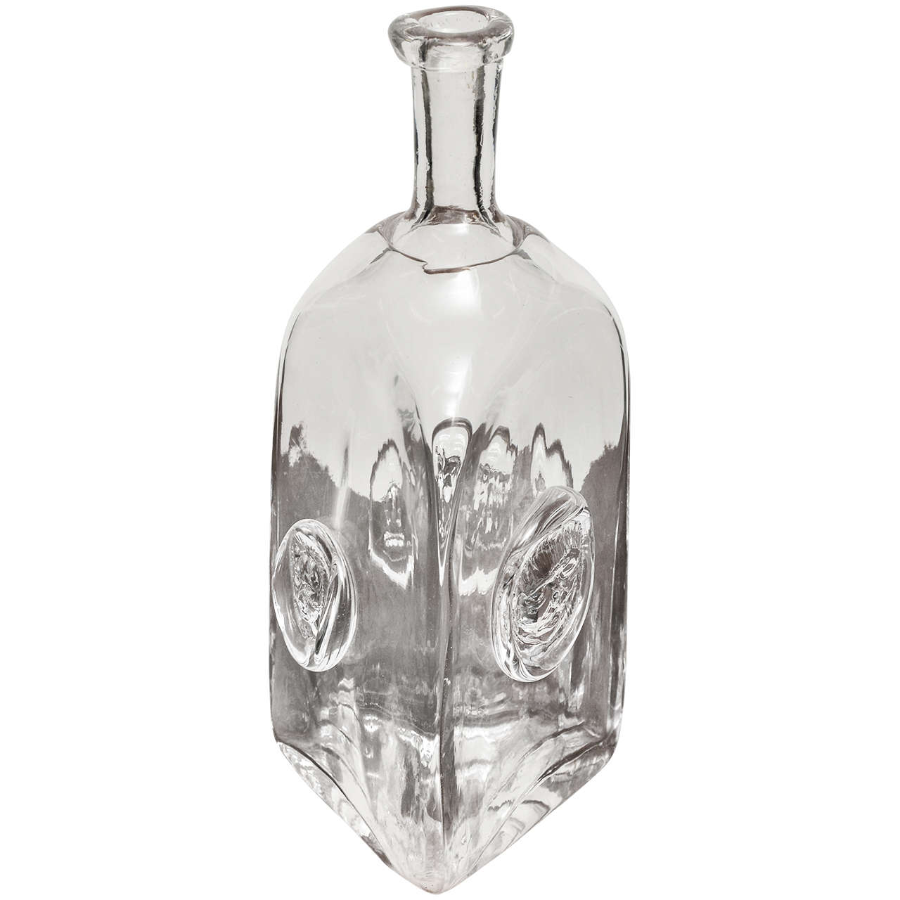 Erik Hoglund Three-Sided Crystal Decanter with Animal and Portrait Medallions For Sale