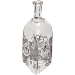 Erik Hoglund Three-Sided Crystal Decanter with Animal and Portrait Medallions