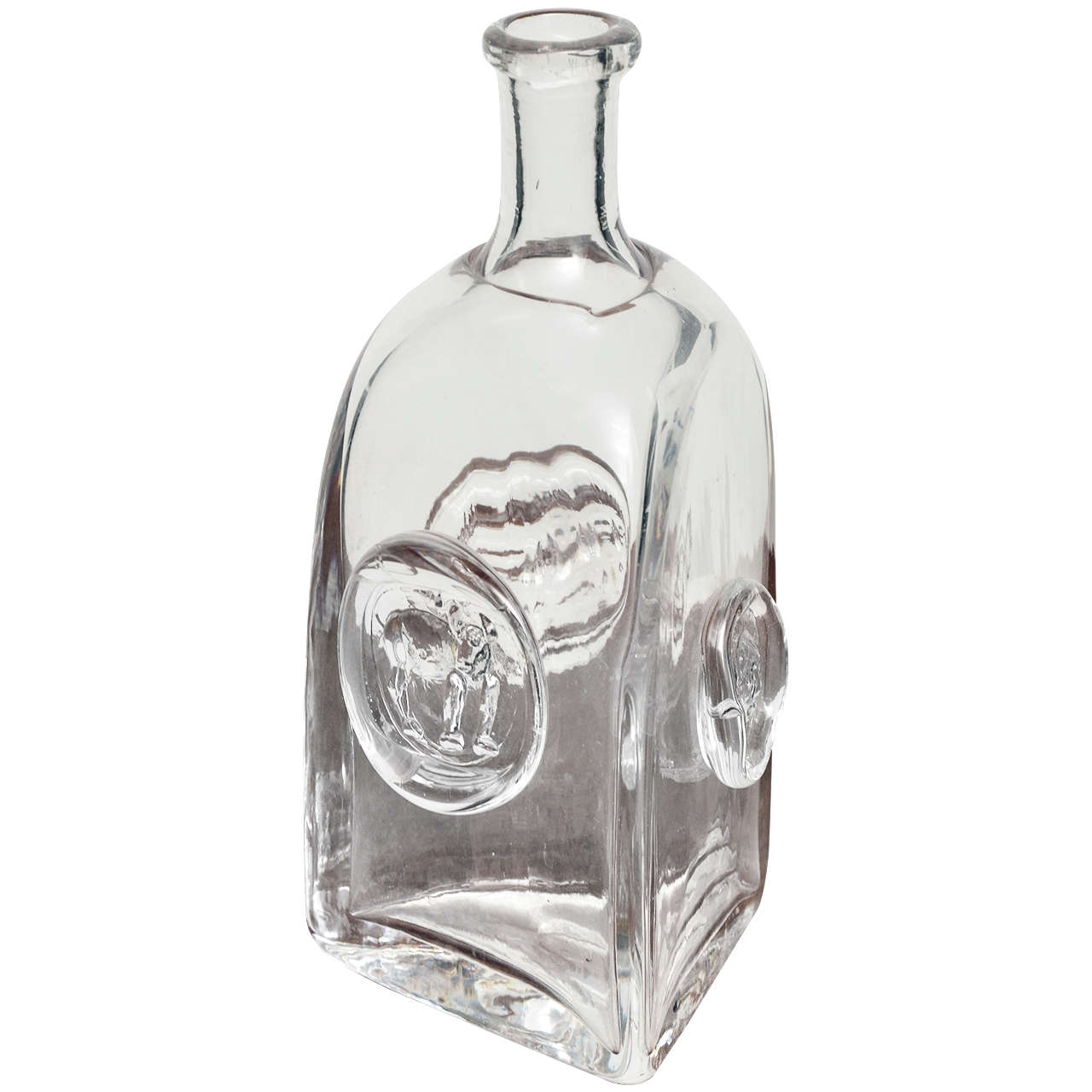 Swedish Three Sided Decanter with Ornamental Lozenges by Erik Hoglund