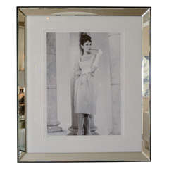 Studio Photograph of Audrey Hepburn in Beveled Mirrored Frame