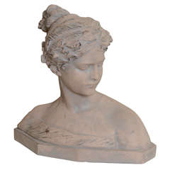 Very Attractive French Terracotta Bust of a Woman
