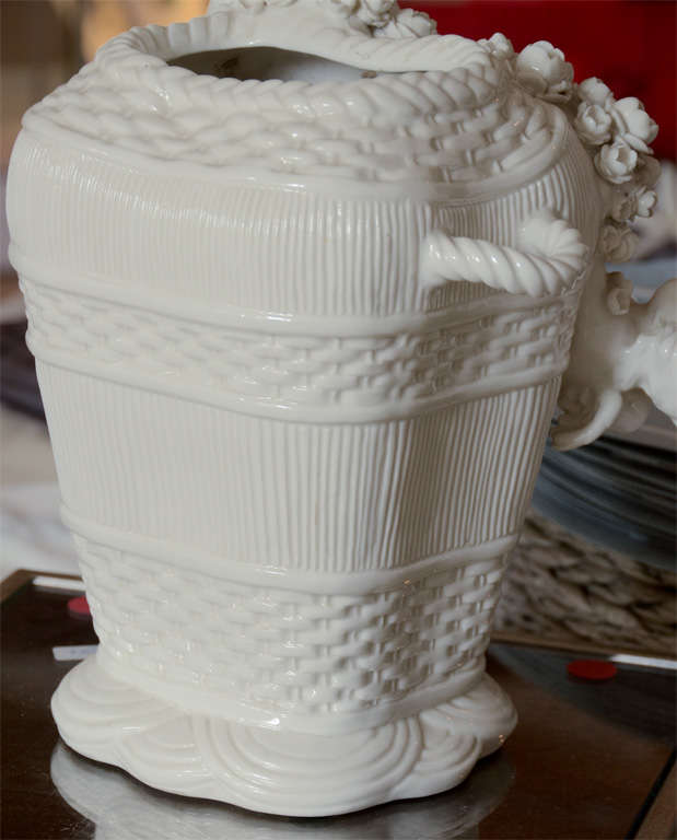White Bisque Putti Figural Group Vase 3