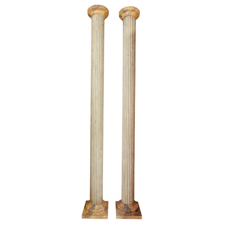 Pair of English Faux Painted Columns