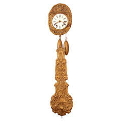 French Morbier Bronze and Painted Wall Clock